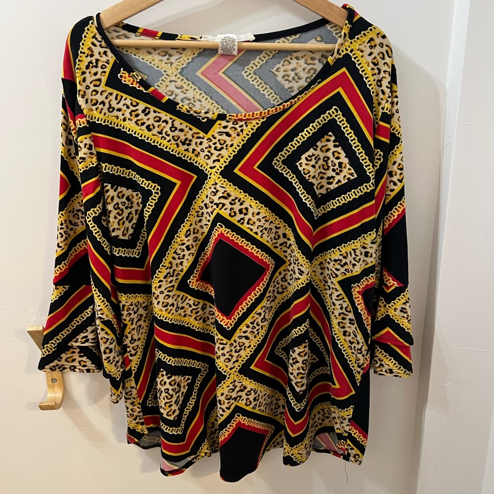 Animal Print Geometric Aztec Patterned Tunic Blouse